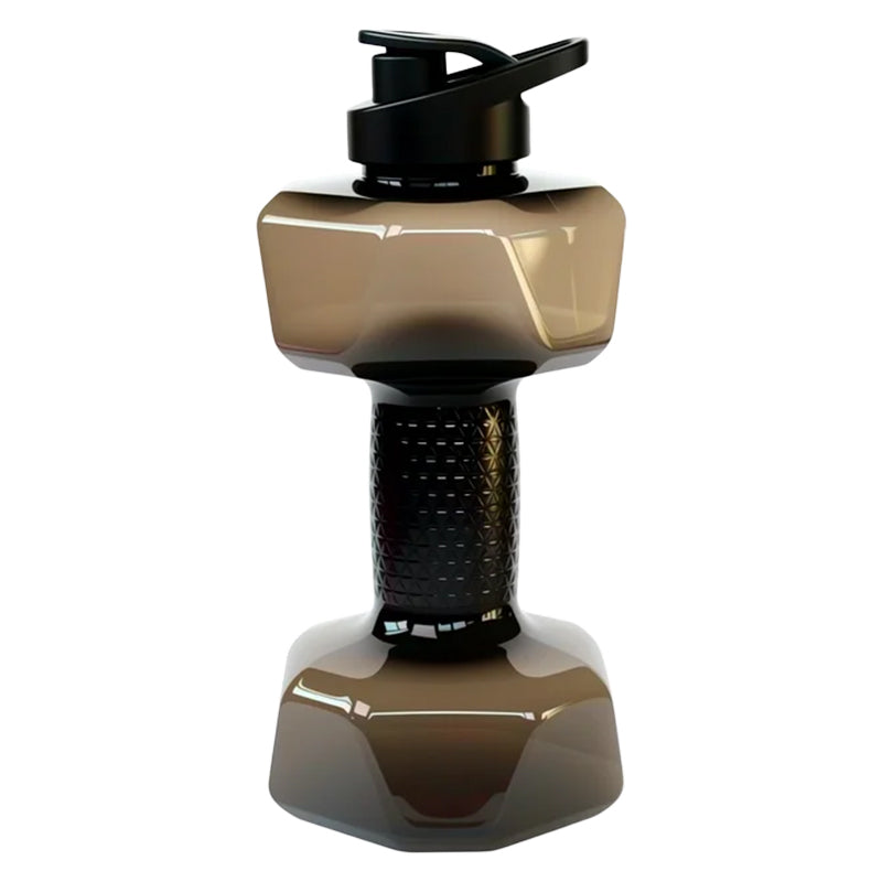 Dumbbell-shaped BPA-free drinking bottle with flip lid