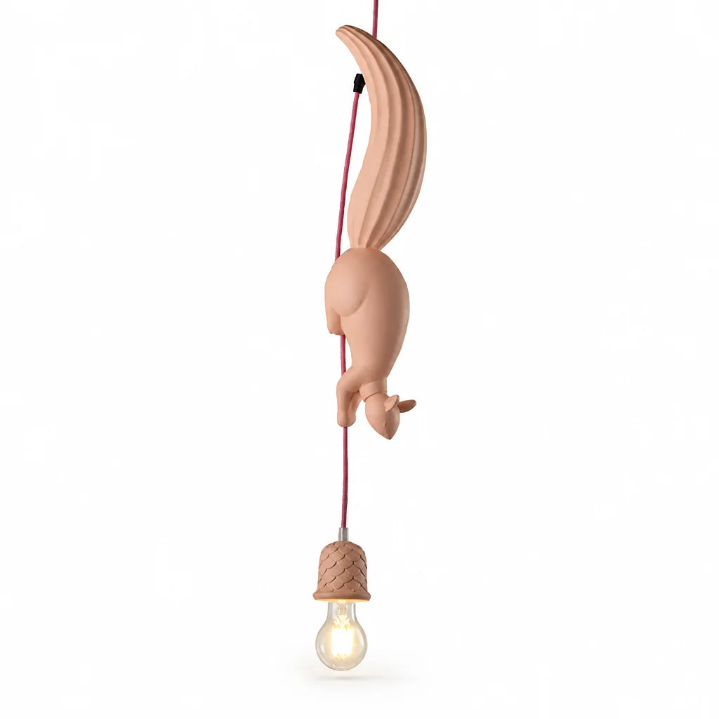 Art Deco Squirrel and Pinecone Pendant Light (114 cm Suspension)
