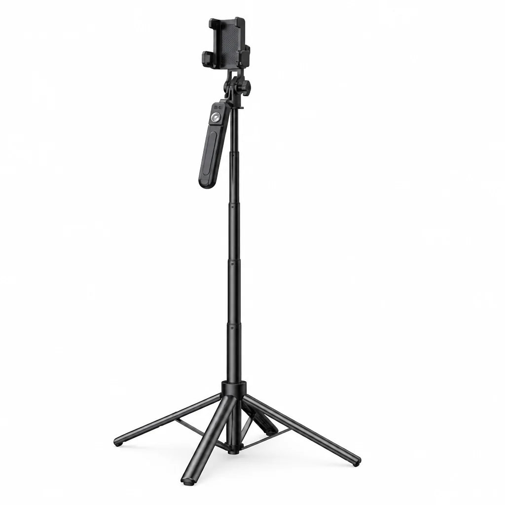 One-Button Pop-Up Smartphone Tripod Made of Carbon Fiber (extendable up to 180 cm)