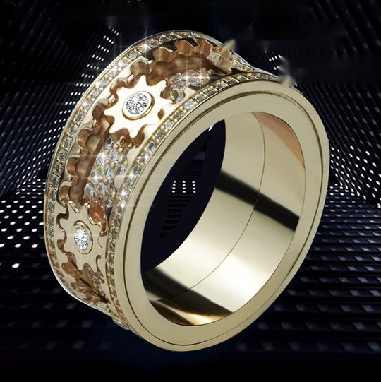Spinning Gear Ring Stainless Steel Fidget Ring