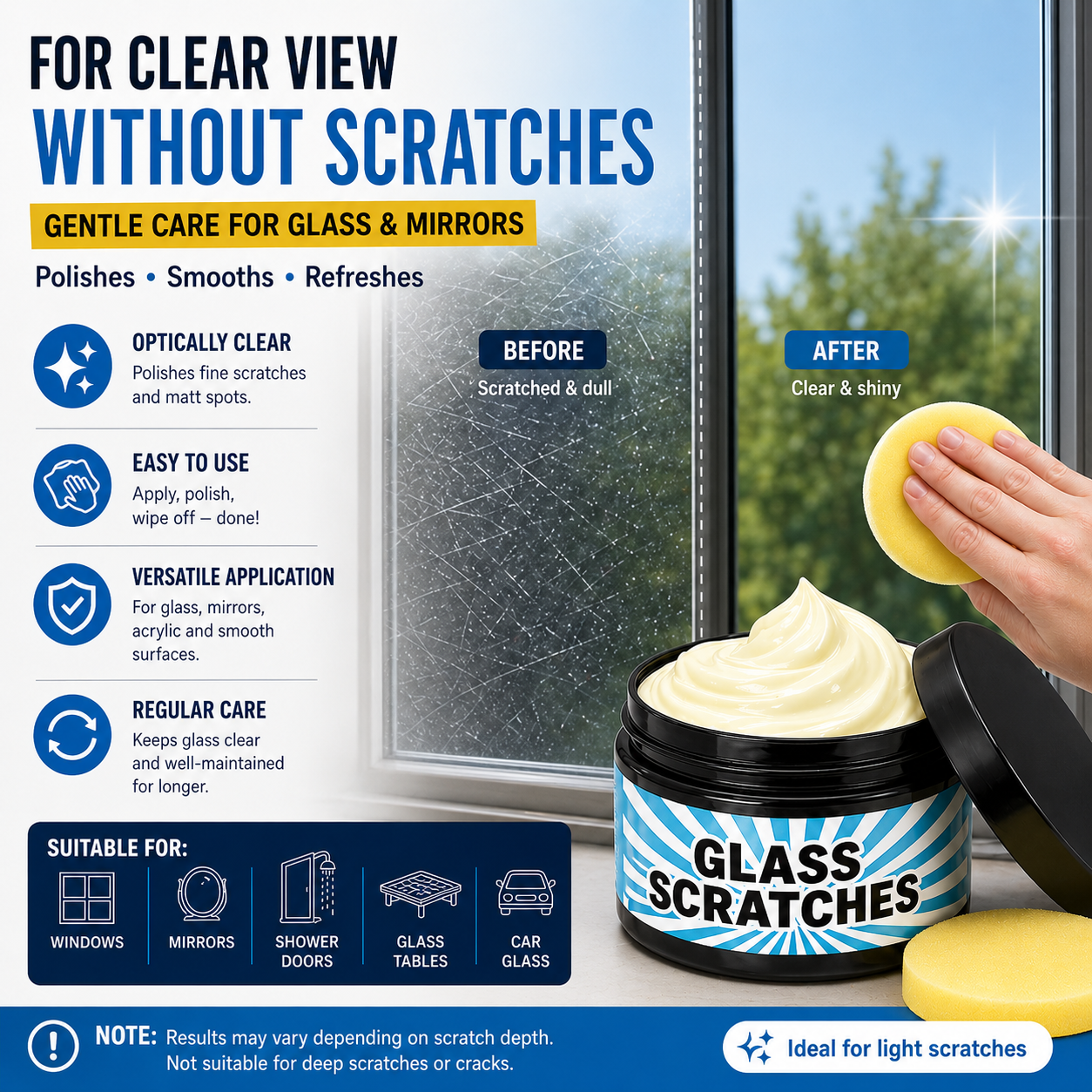 Glass Scratch Remover Polishing Cream 2-Pack