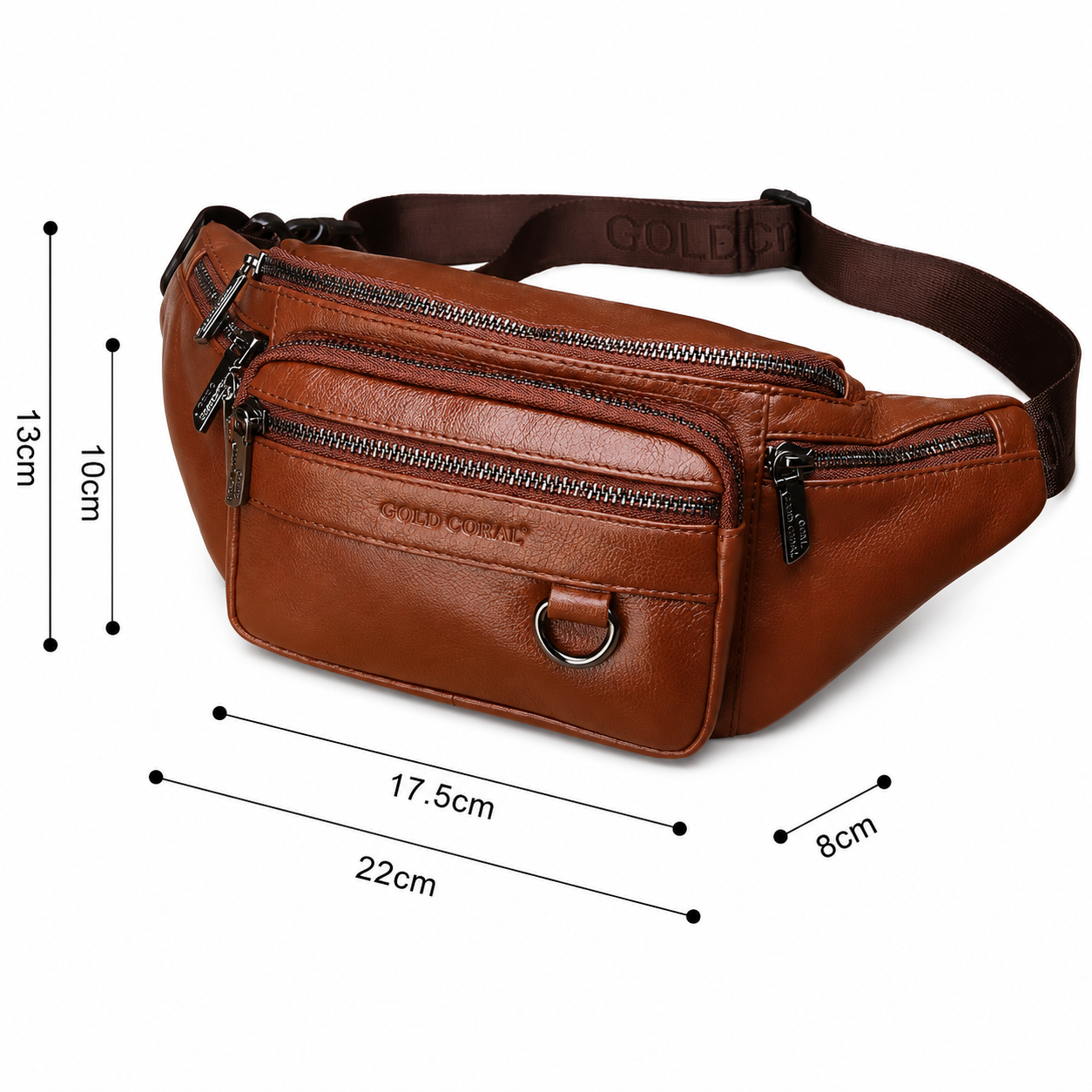 Genuine Leather Waist Bag for Men with Multiple Pockets
