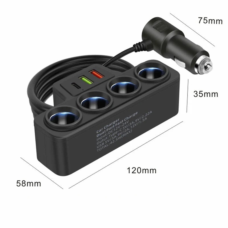 VoltMaxx 7-in-1 Car Charging Adapter with 7 Ports