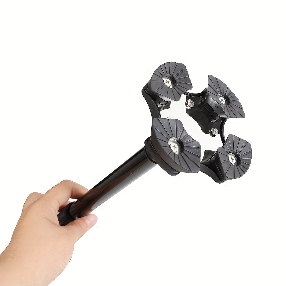 Height-Adjustable Walking Stick with 4-Point Base