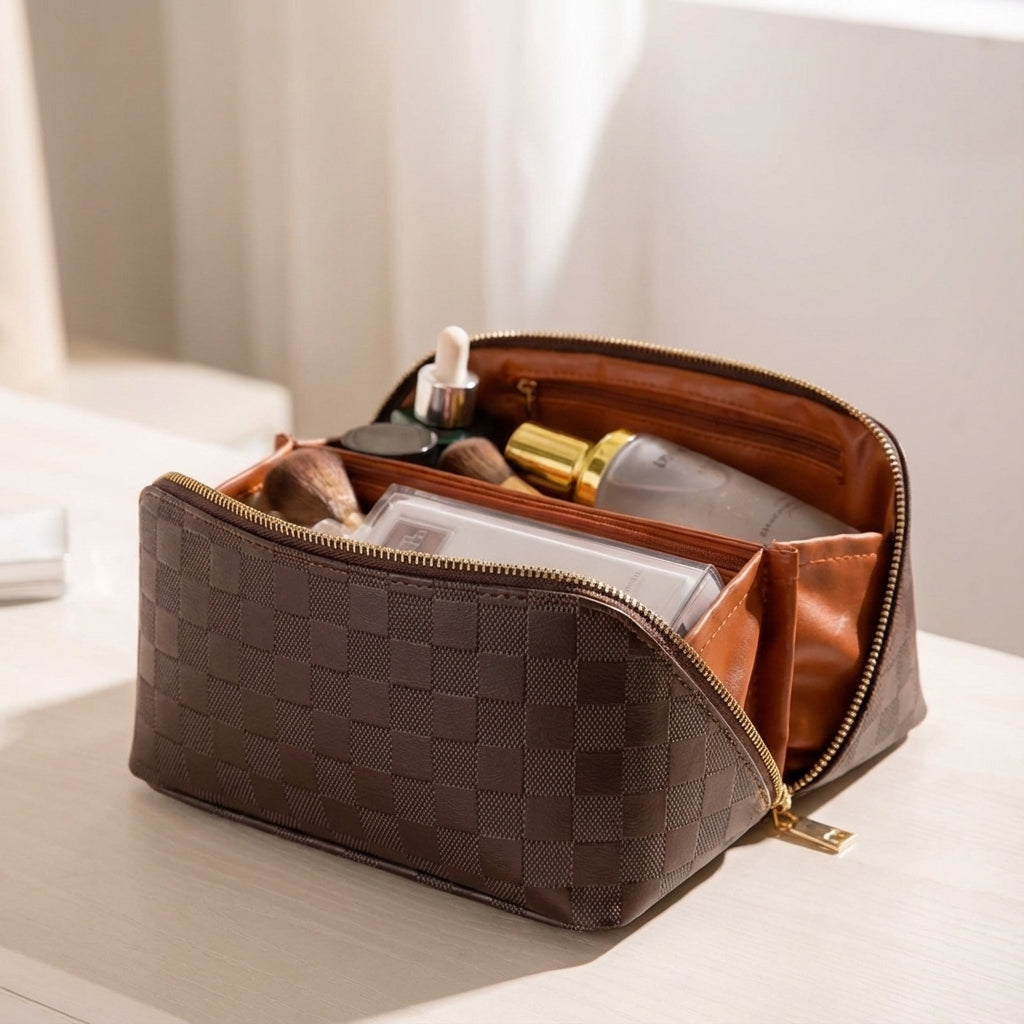 Cosmetic Bag Made of Water-Repellent PU Leather