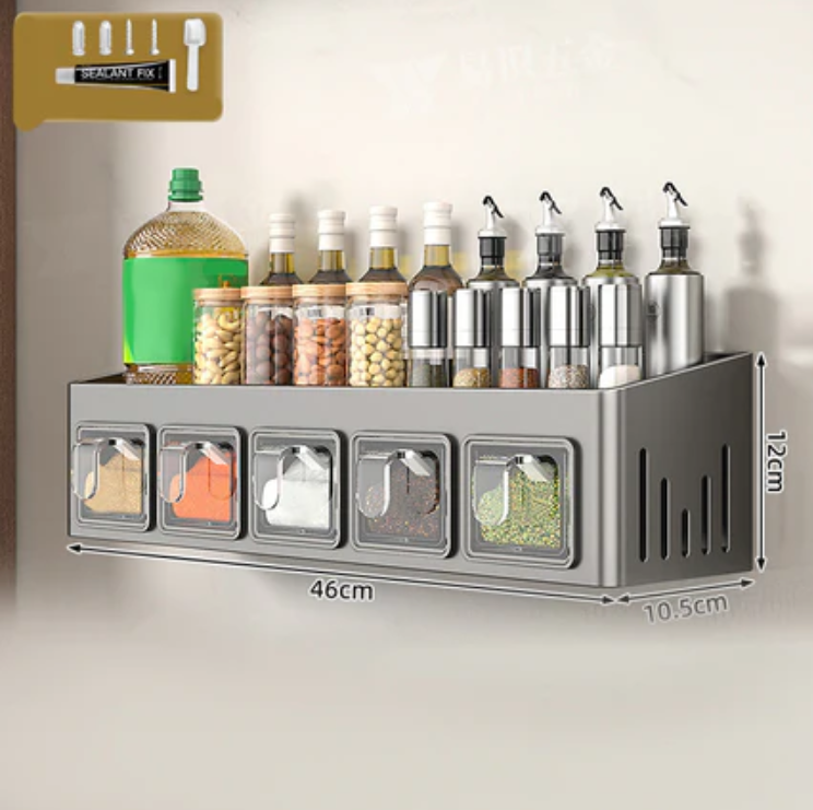 Spice Rack Without Drilling – 3 Transparent Drawers