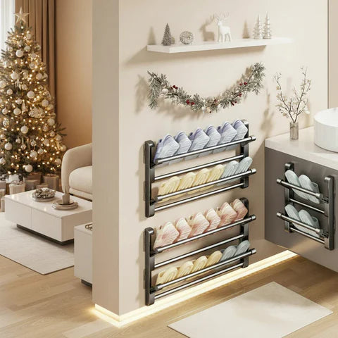 Wall-Mounted Shoe Rack with Drainage System