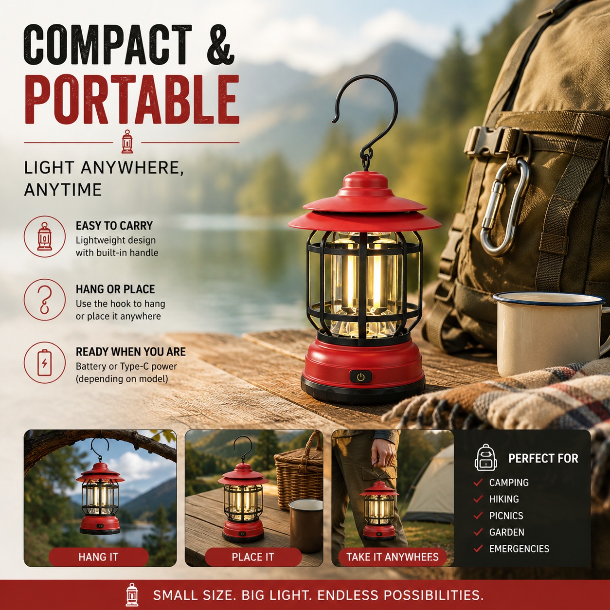 Retro LED Camping Lamp VintageGlow