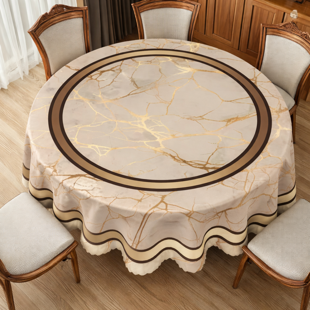 LuxeGuard Marble-Effect Tablecloth
