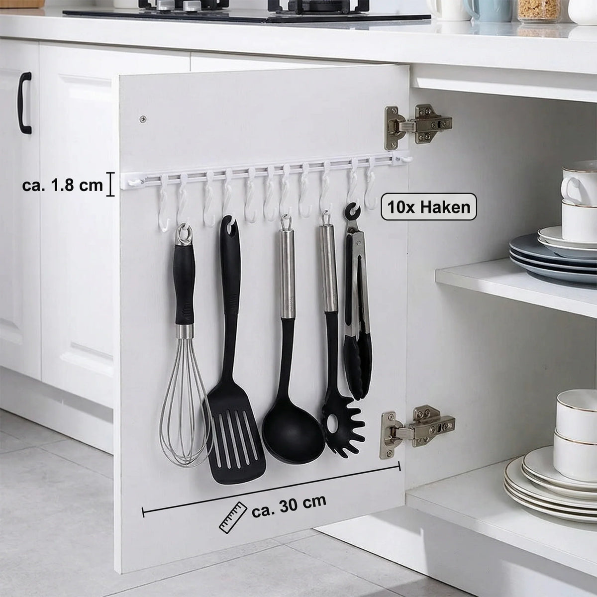 Self-adhesive hook rail for kitchen & bathroom (2 pcs.)