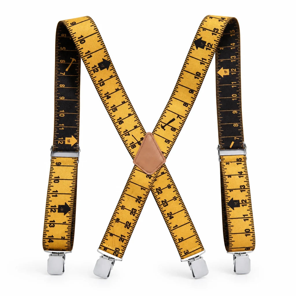 5 cm Wide Adjustable Elastic X-Back Men's Suspenders (4 Clips)