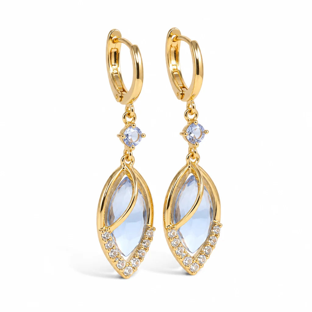 Light Alloy Hoop Earrings (Light Blue & Gold)
