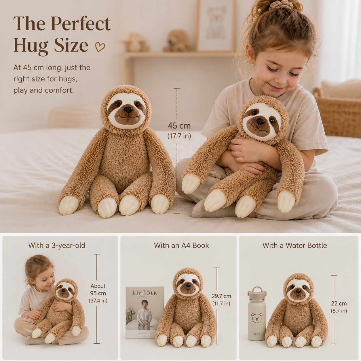 Sloth Plush Toy with Velcro Fasteners