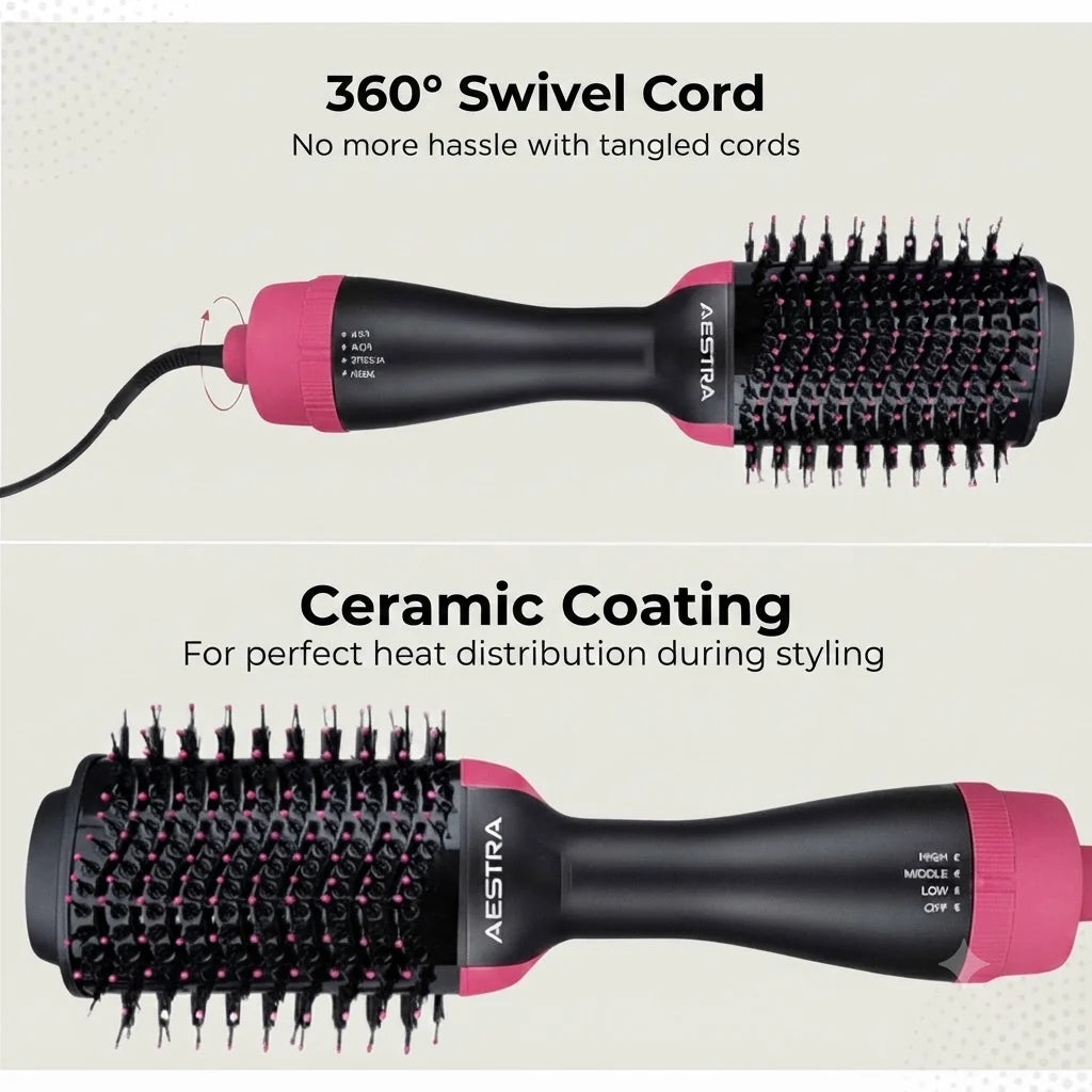 2-in-1 Hair Dryer Brush with Negative Ion Technology