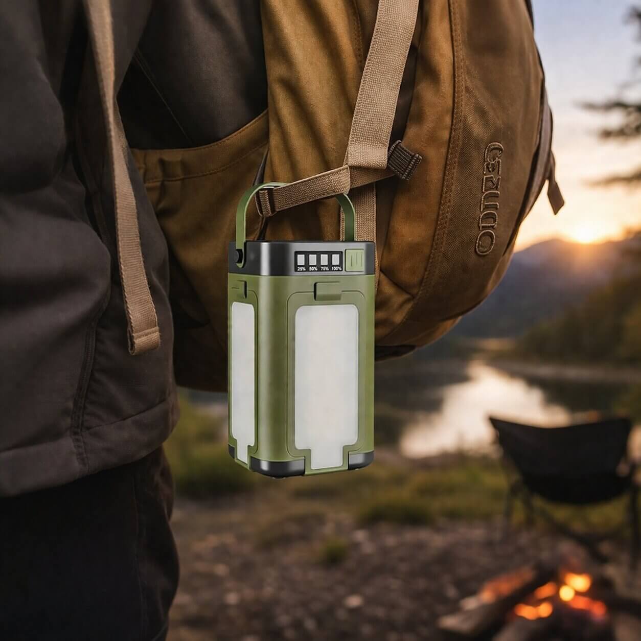 Foldable Solar Camping Lamp with Power Bank
