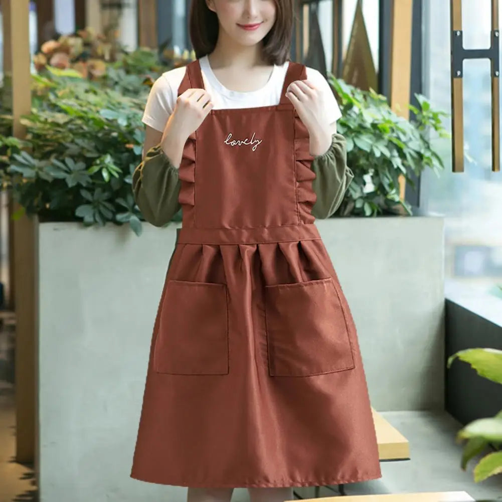 Water-Repellent Women's Apron with Floral Pattern
