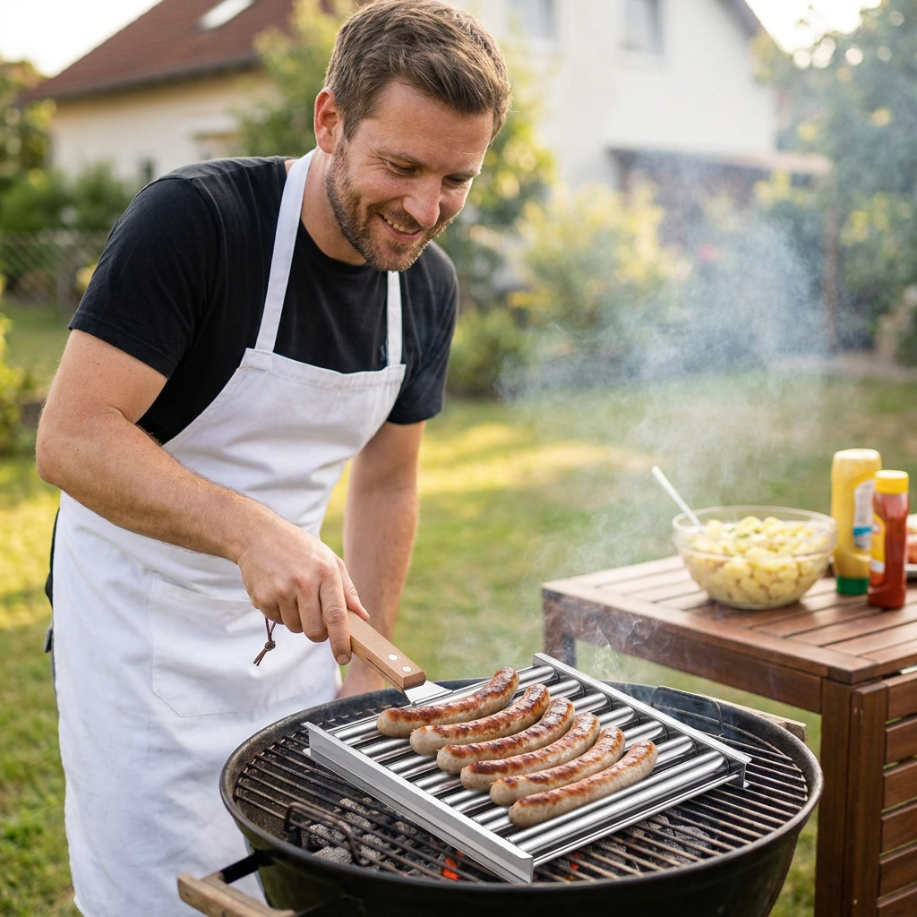 Stainless Steel Sausage Holder Rollable Grill Attachment