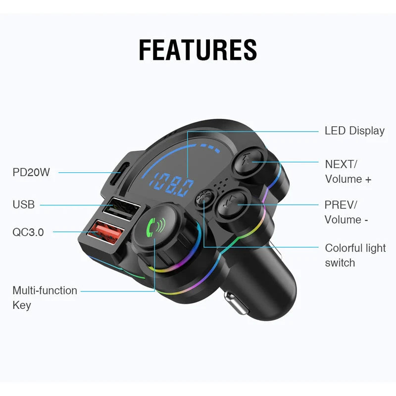Car FM Transmitter with Dual USB Charging Function