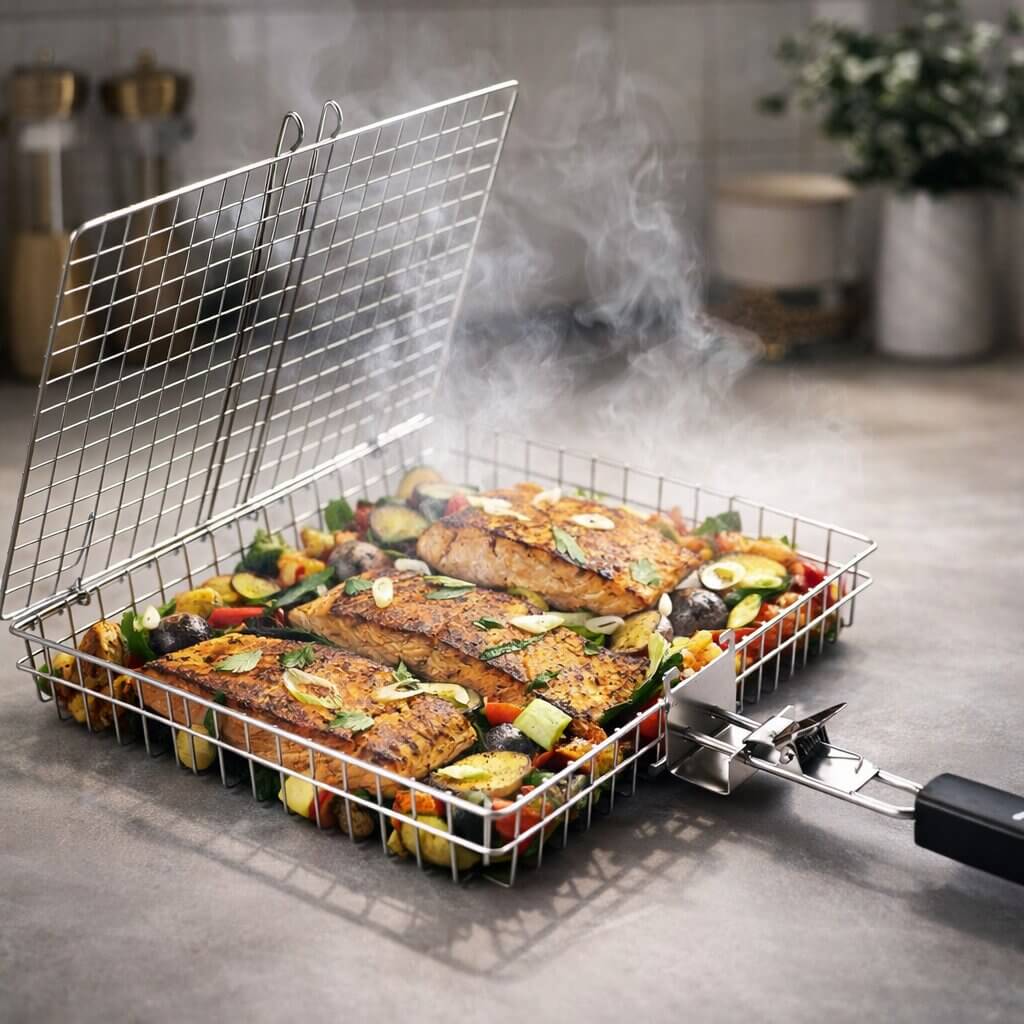 GrillMaster Pro Stainless Steel Grill Basket