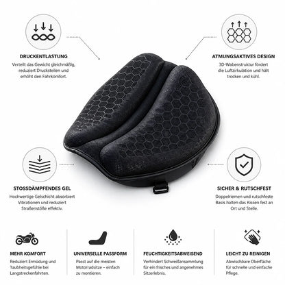 Shock-Absorbing Gel and Breathable Honeycomb Motorcycle Seat Cushion