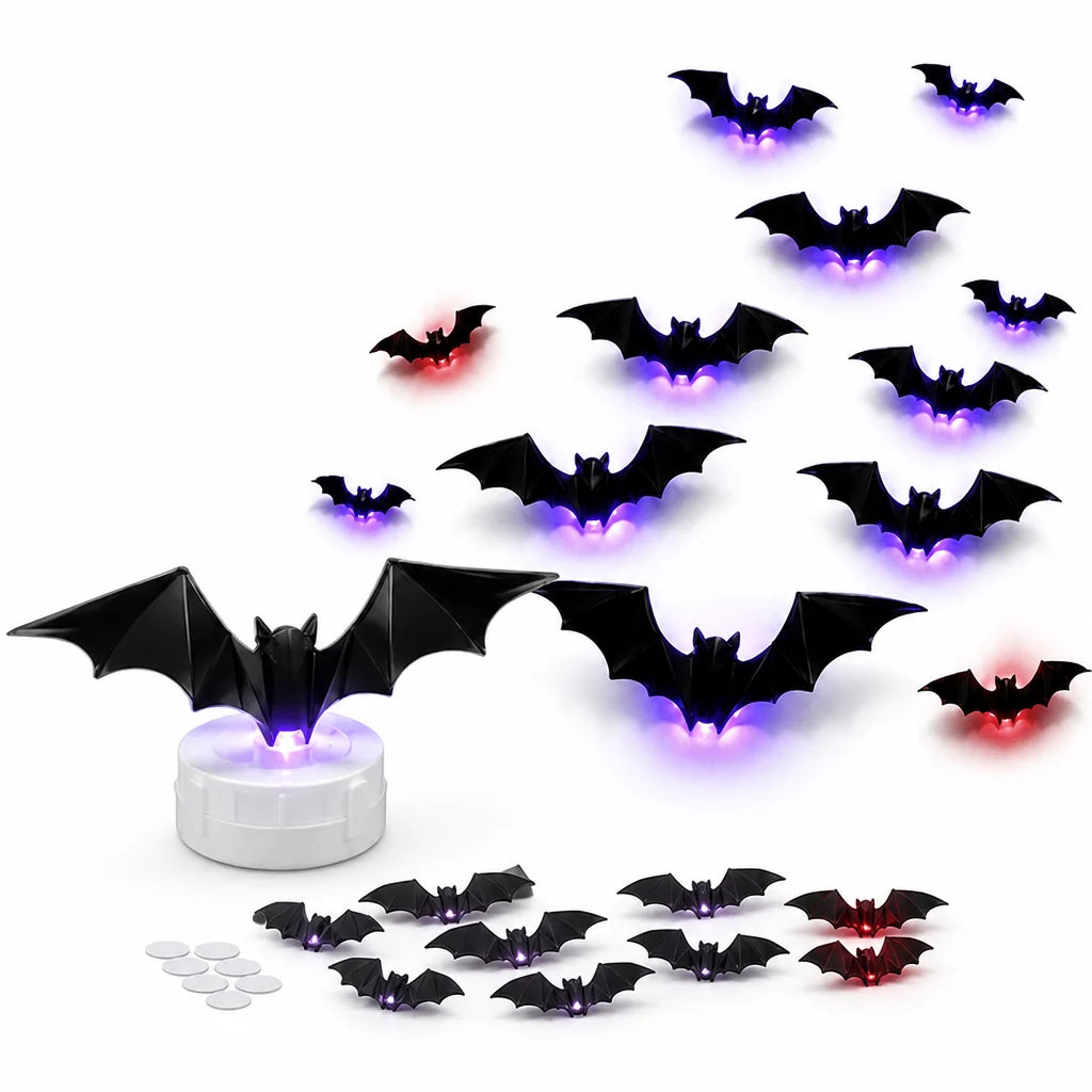 3D Flying LED Self-Adhesive Bat Wall Lights (Multi-Piece Set)