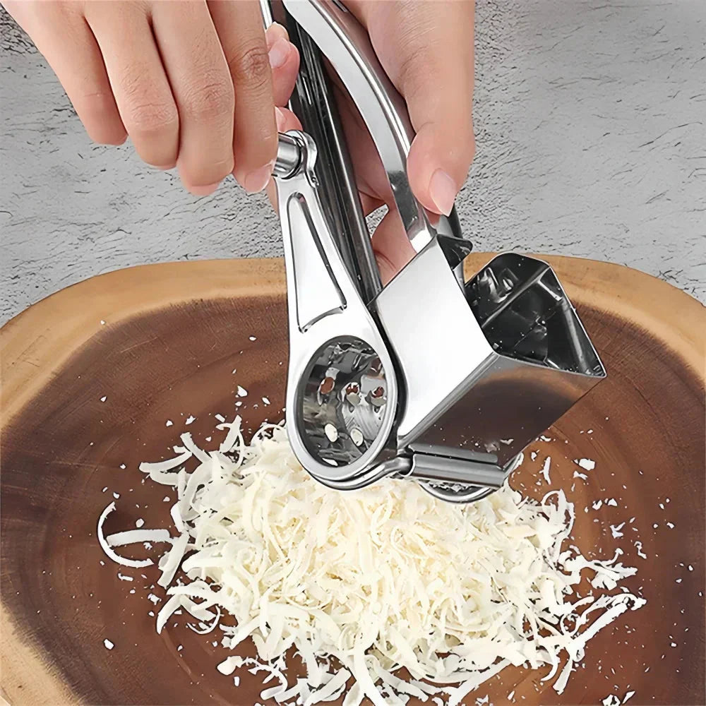 Rotary Grater for Cheese Made of Stainless Steel
