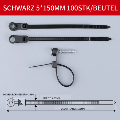 PowerGrip Cable Ties with Screw Mount – 100 Pack