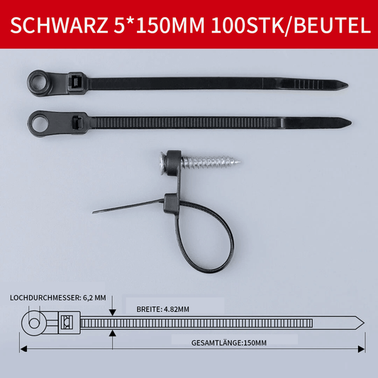 PowerGrip Cable Ties with Screw Mount – 100 Pack