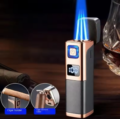 Lighter with LED Display and Triple Jet Flame