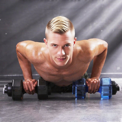 Dumbbell-shaped BPA-free drinking bottle with flip lid