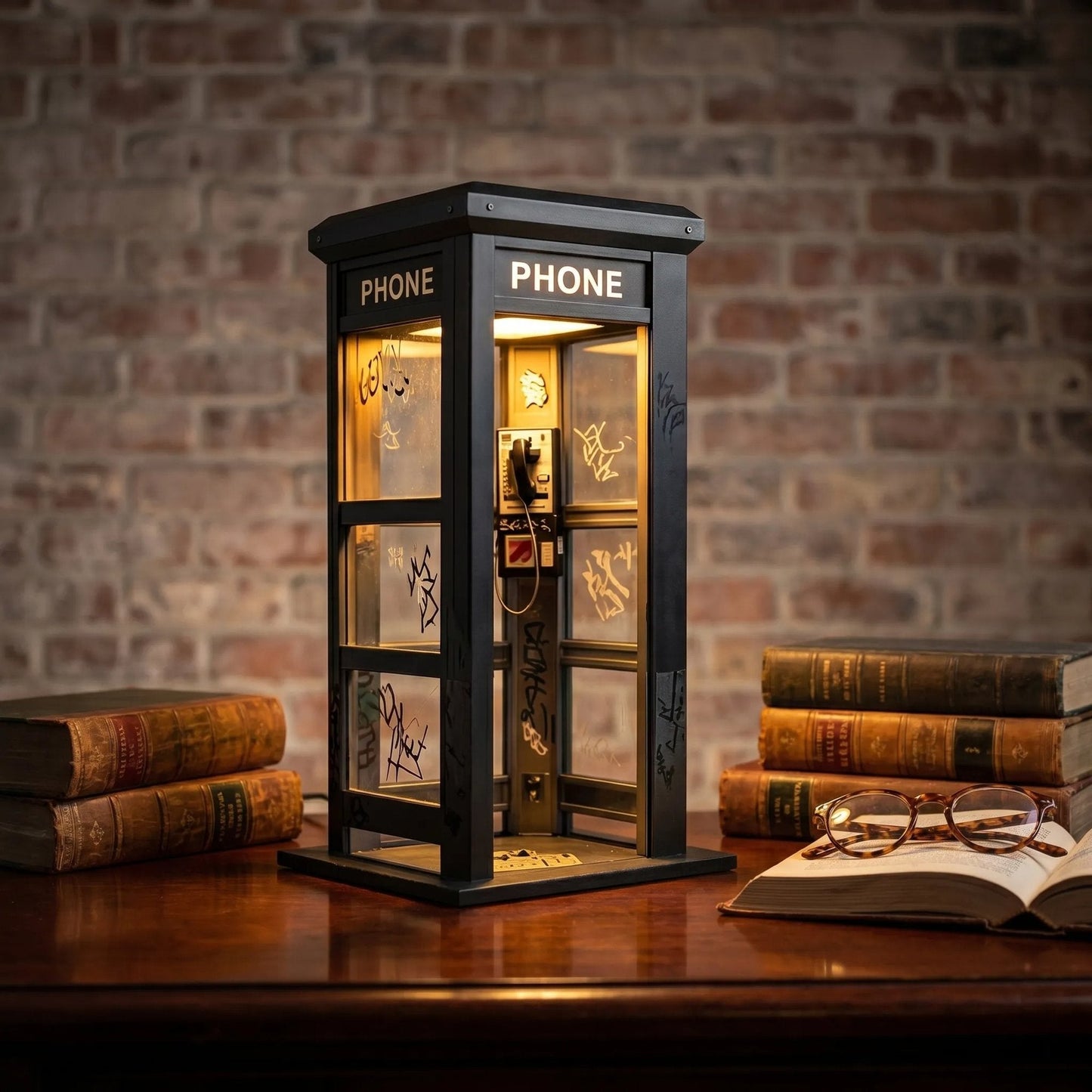 Retro Telephone Booth Lamp with Warm Ambient Light
