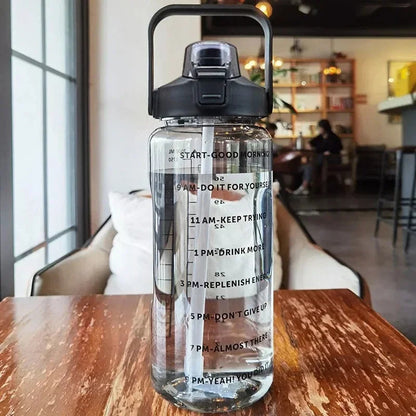 2L Water Bottle with Straw & Time Markings