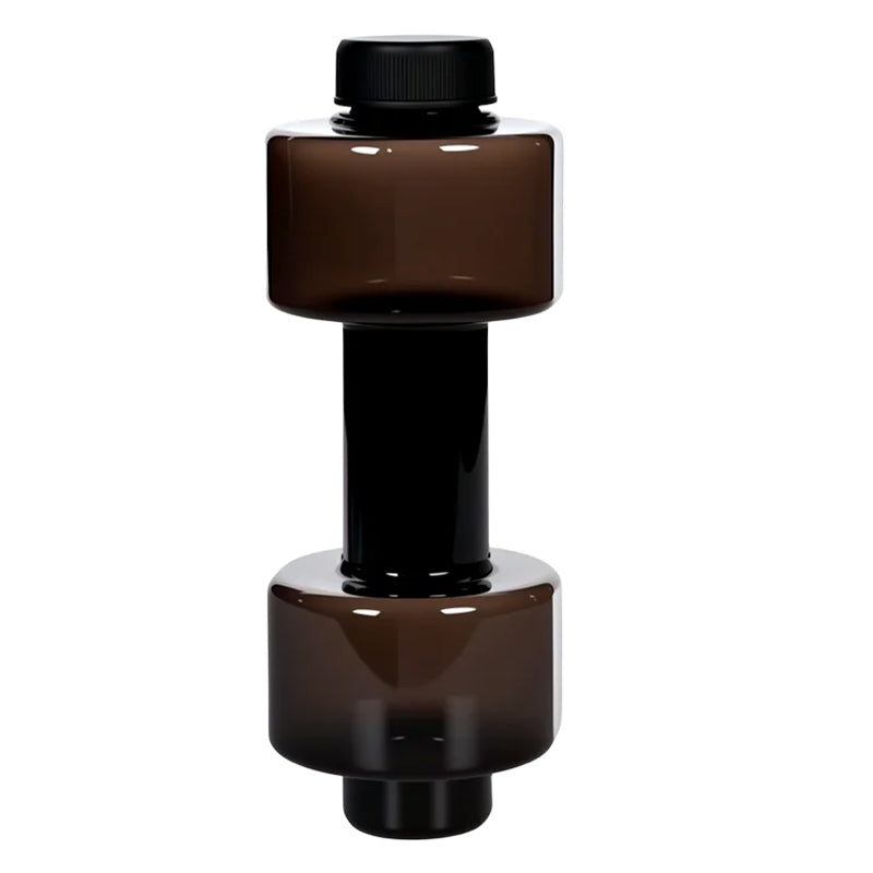 Dumbbell-shaped BPA-free drinking bottle with flip lid