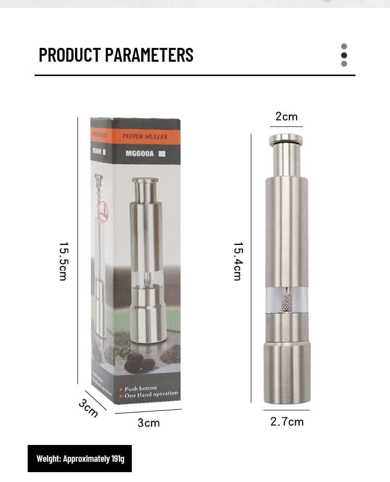 GrindMaster Stainless Steel Salt and Pepper Mill