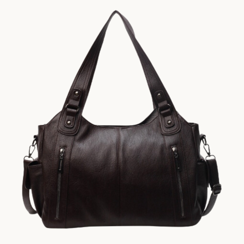 Faux Leather Tote Bag with Retro Design