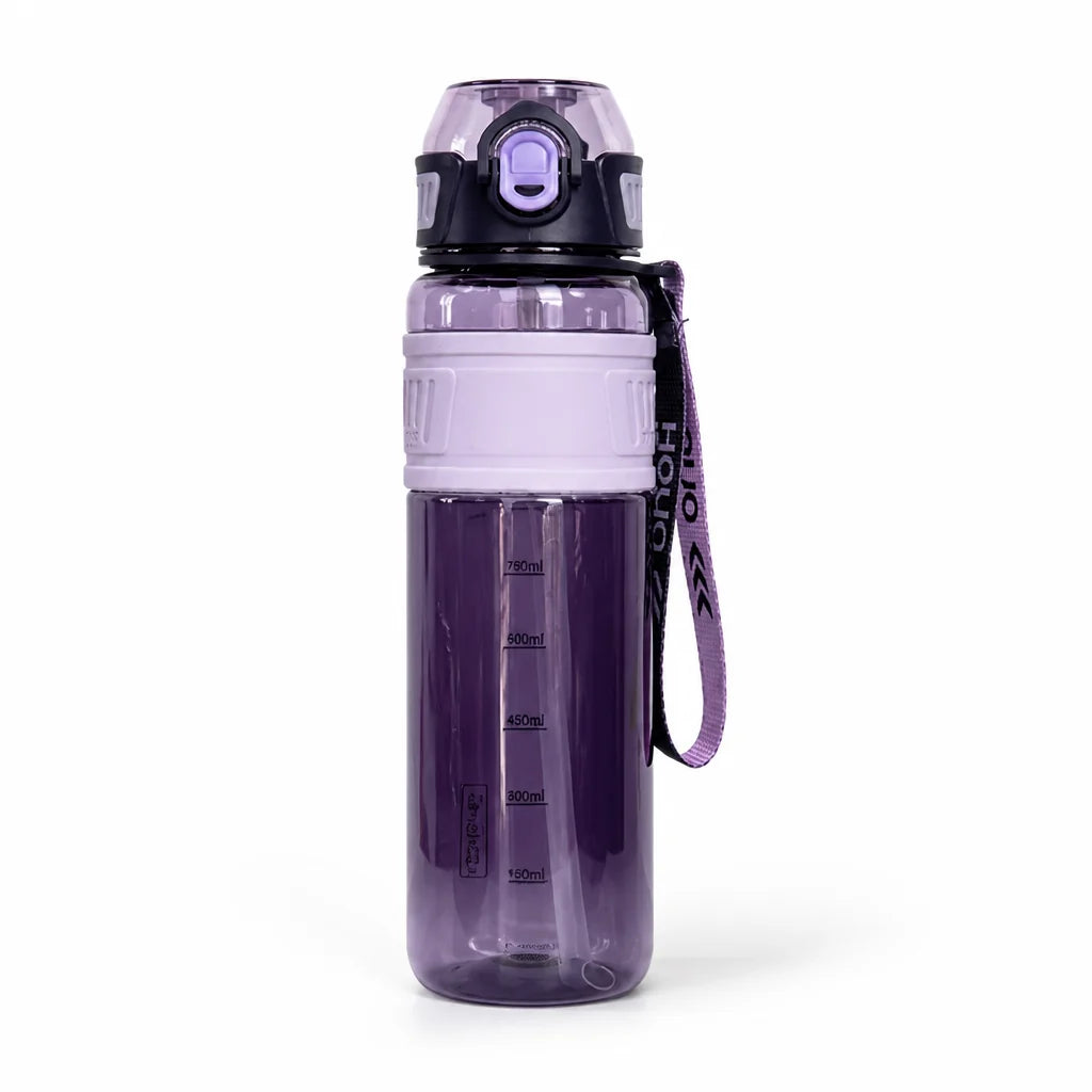 Leak-proof Sports Water Bottle with Screw Cap and Integrated Straw