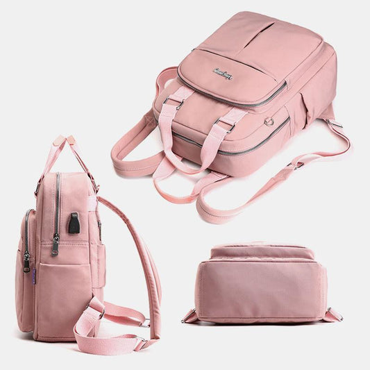 Oxford Rucksack with USB Charging Port, Water-Resistant