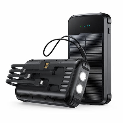 Solar-Powered High-Capacity Power Bank (Integrated Multi-Charging Cables & Jump Starter)
