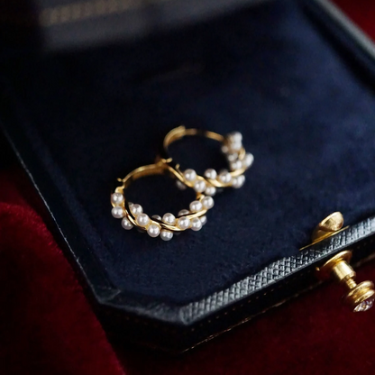 Twisted Hoop Earrings with Pearls
