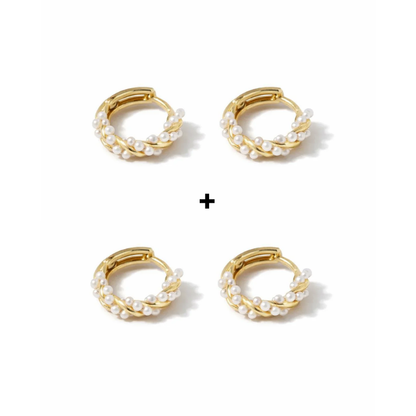 Twisted Hoop Earrings with Pearls