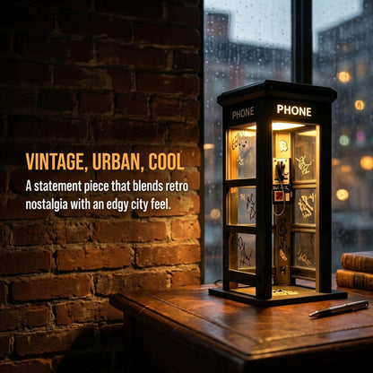 Retro Telephone Booth Lamp with Warm Ambient Light