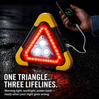 Warning triangle with LED light and power bank