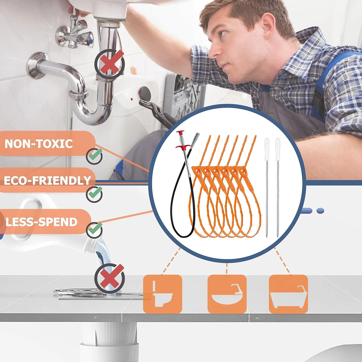 Drain Cleaner Set 9 Pieces