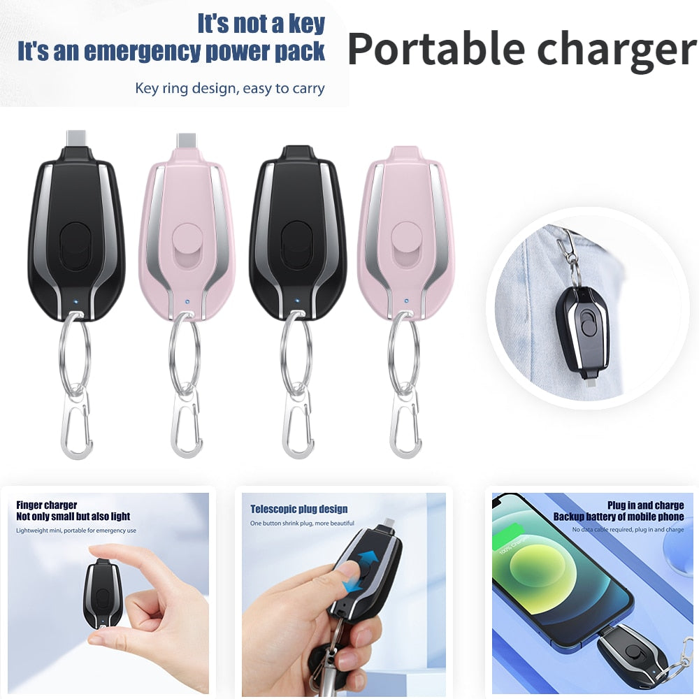 Power Bank Keychain 1500 mAh Waterproof