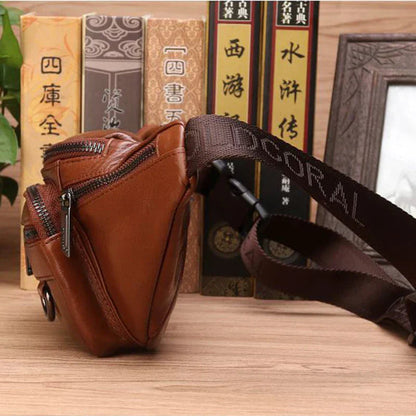 Genuine Leather Waist Bag for Men with Multiple Pockets