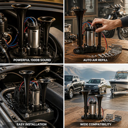 130dB Dual-tone Air Horn with Compressor (12V)