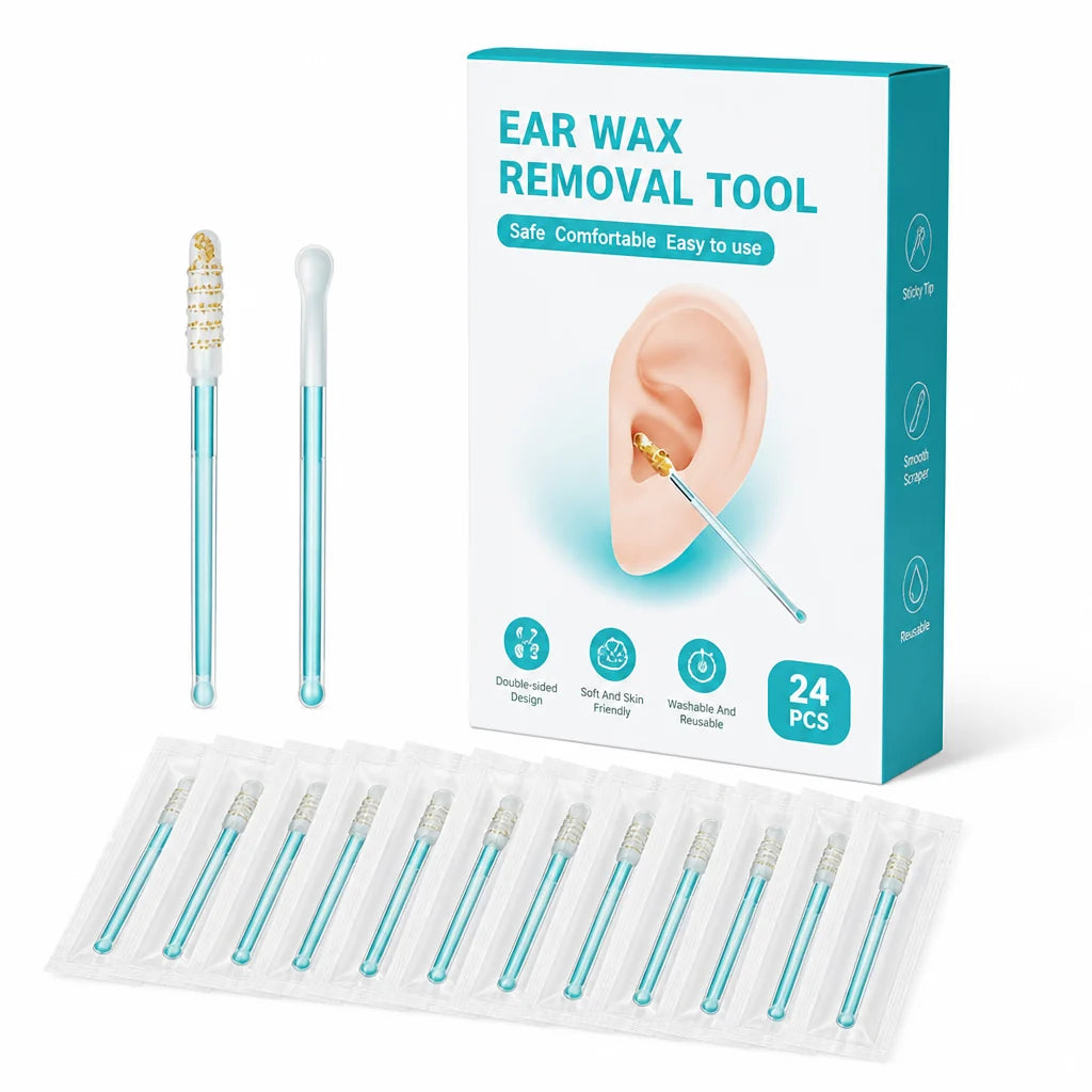Sticky, double-sided, reusable ear cleaning sticks (24 pieces)