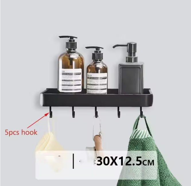 Kellan Wall-Mounted Bathroom Shelf Black