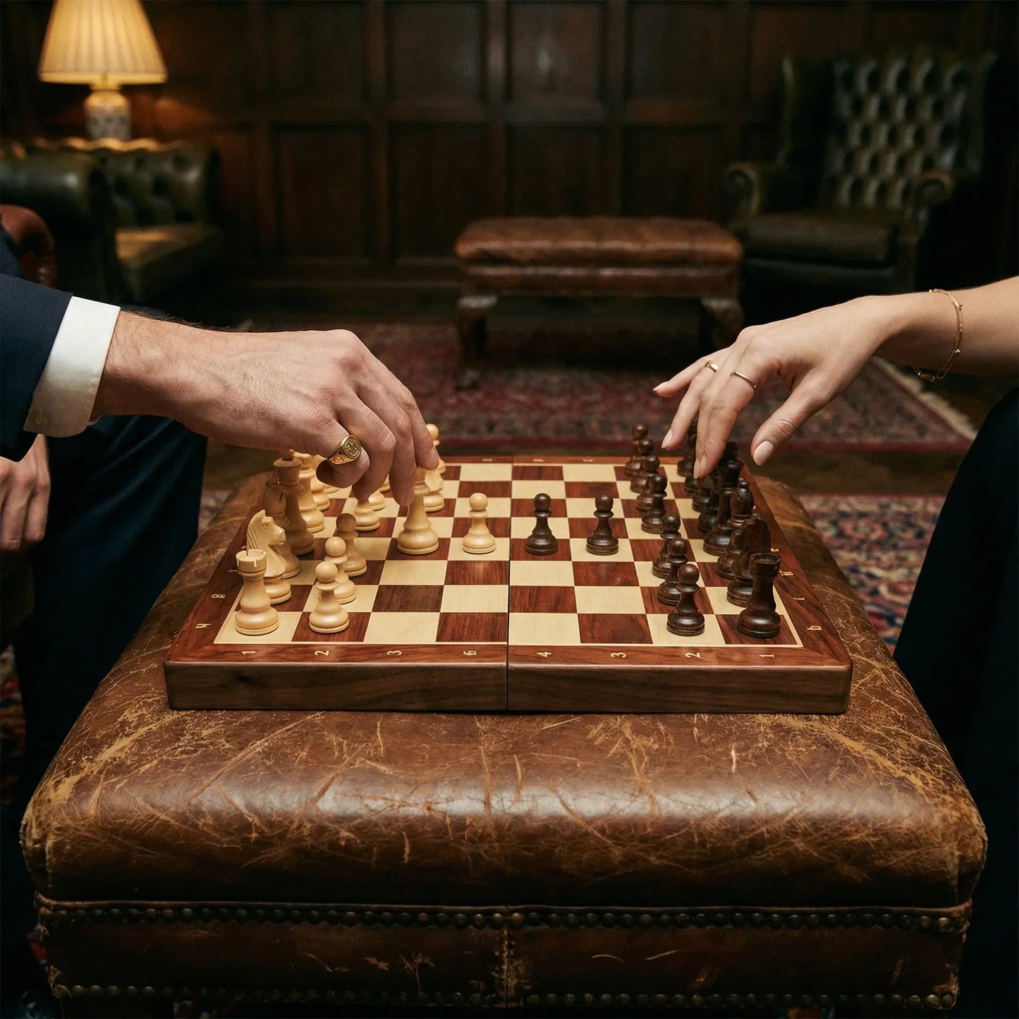 Foldable Wood Chess Set with Chess Pieces