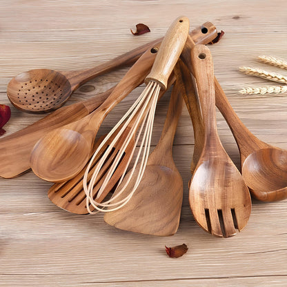 Teak Wood Kitchen Utensils Set 10-Piece